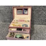 Pink Jewellery box & contents