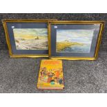 Oliver book and 2 framed watercolours by Jacki Rose