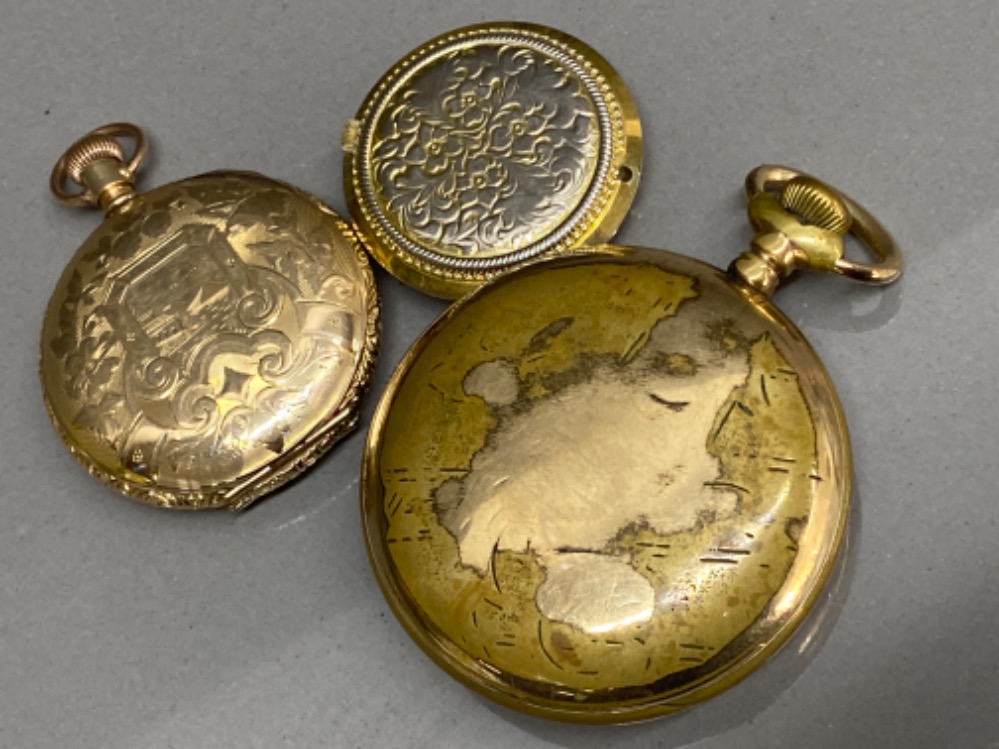 3 vintage gilt metal pocket watches - Bild 4 aus 4
