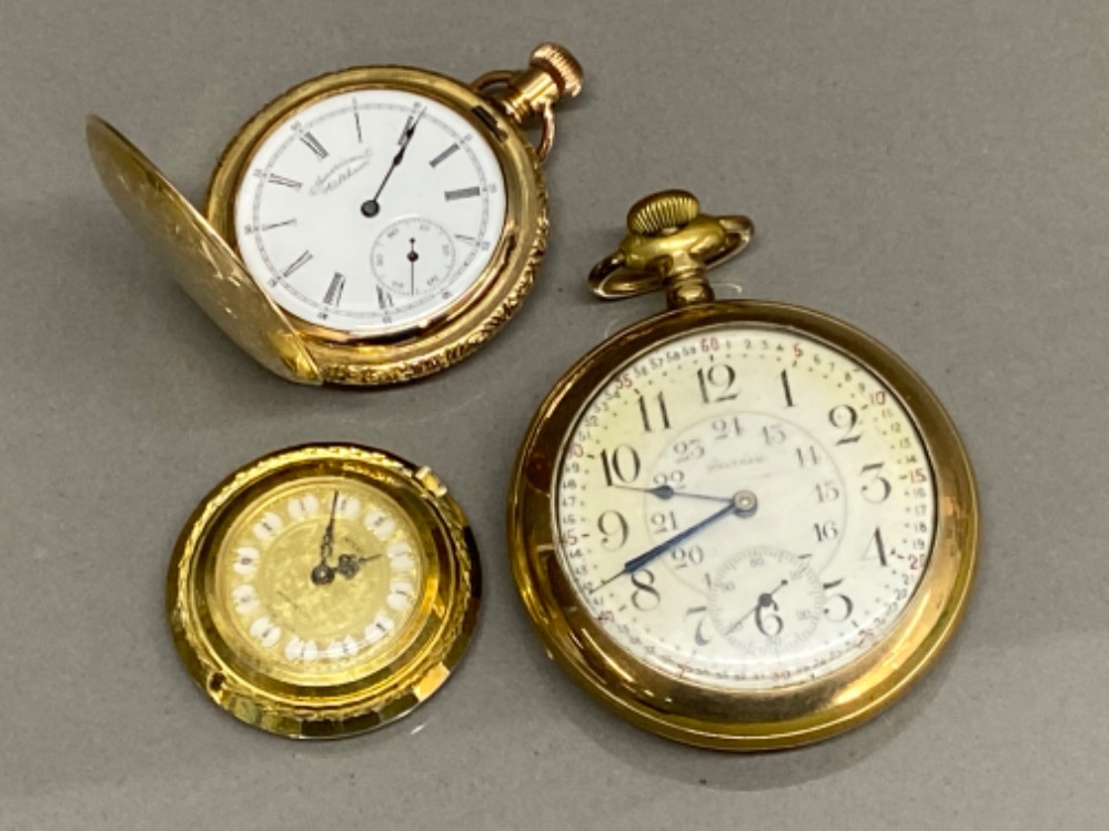 3 vintage gilt metal pocket watches