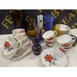 Miscellaneous China & coloured glassware, including Royal Albert etc