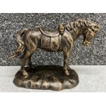 Cast metal saddled horse ornament 15x20cm