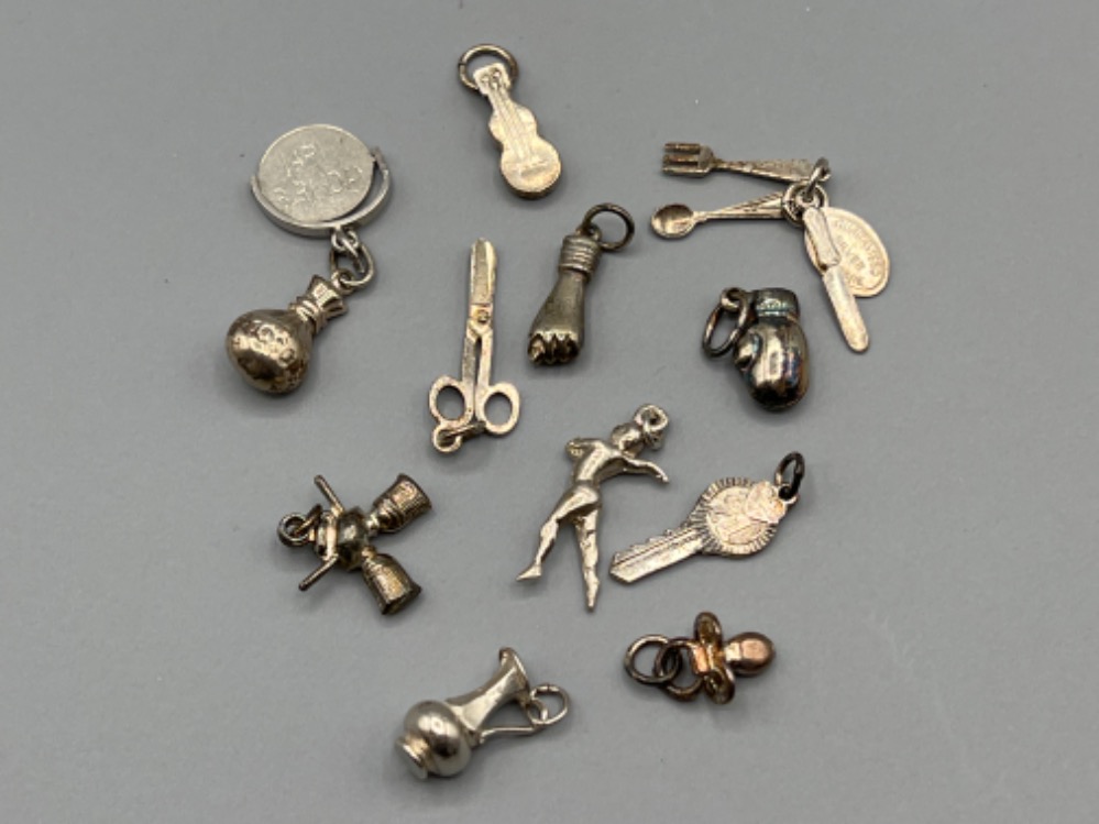 12 assorted silver charms