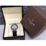 Thomas Earnshaw Gents automatic skeleton wristwatch with black leather straps, in original box