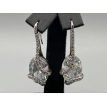 Silver and CZ drop earrings