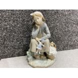 Large Lladro figure 1211 “basket of fun” girl with flowers with doll
