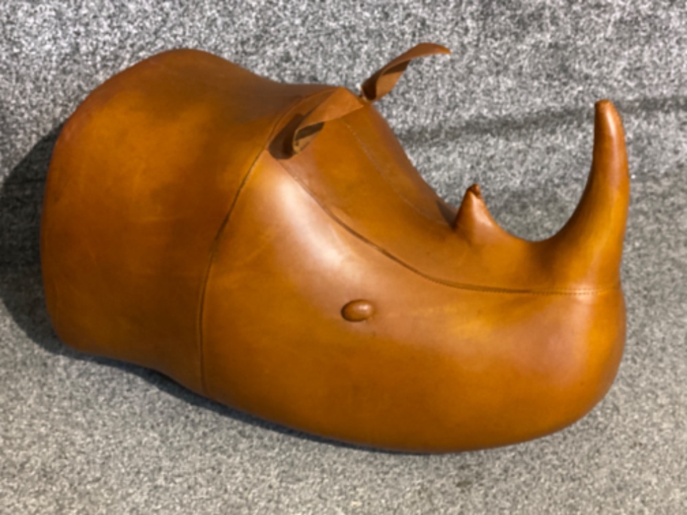 Handmade genuine leather Rhino trophy head (wall hanging) 55.5cm