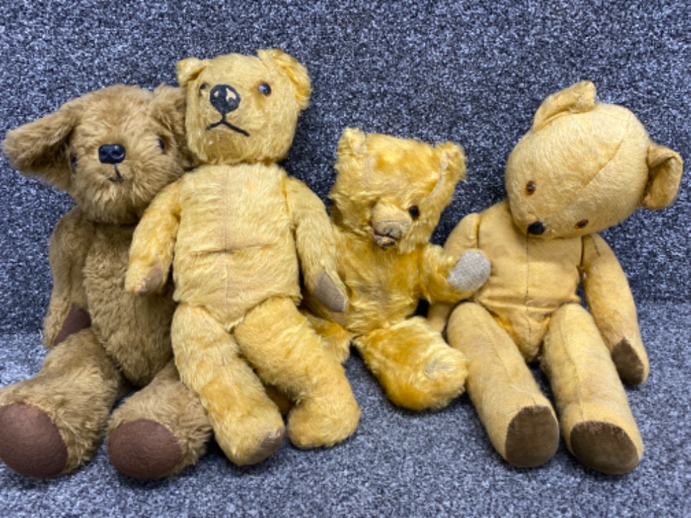 4x vintage (or older, 2x possibly 1950s) teddy bears