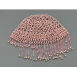 Pink beaded hat with Pearls