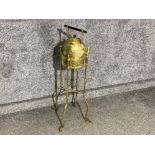 Art Nouveau brass kettle on stand