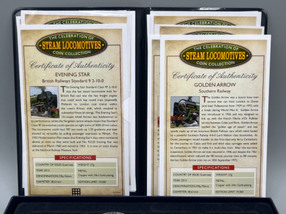 The celebration of steam locomotives coin collection. 24ct gold plated includes Mallard, Golden - Image 3 of 3