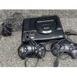 SEGA mega drive 16-bit games console with power lead & 2x controllers, unboxed