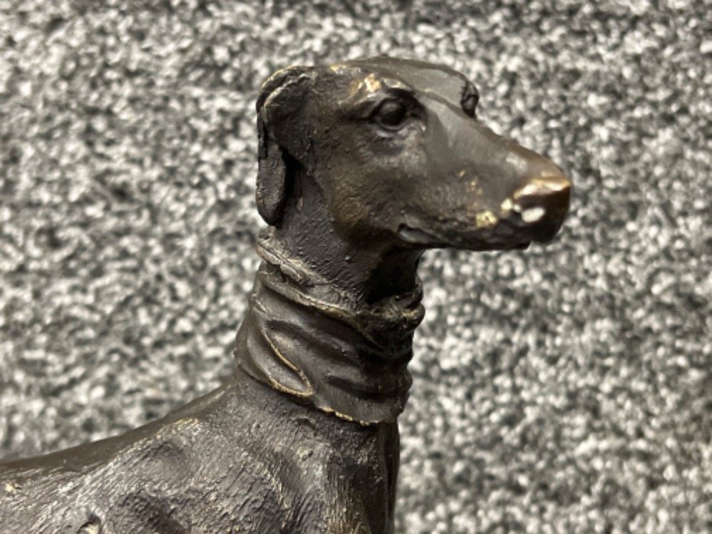 Bronze model of Greyhound on a black marble base England MENE - Image 3 of 3