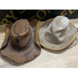 2x vintage leather hats (western style)