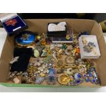 Box of miscellaneous costume jewellery brooches