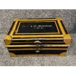 Large vintage metal Deed box (44cm x 31cm x 8.5cms)
