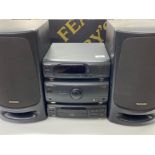 Technics stacking system includes tuner/sound processor ST-CH505, stereo amplifier SE-CH404 and a