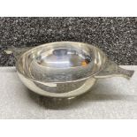 Hallmarked London silver 1973 Wakely & Wheeler quaich - 27.5x17.5cm, 433.6g