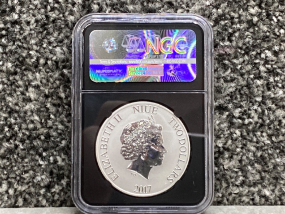 999 fine silver Disney 2017 Niue two dollars coin (steam boat Willie Mickey Mouse) In protective - Image 2 of 3