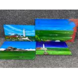 4x acrylic paintings on board, all done & signed by local artist Brian P.Simister (St.Mary’s