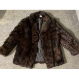A vintage lady’s brown rabbit (Lapin) fur coat - made in Korea, No 102, size 12