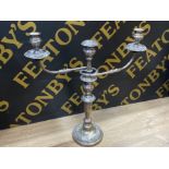 Large & heavy silver plated 3 way candelabra H54xW51cm