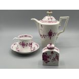 Meissen China 4 pieces including teapot dated 1774 (slight damage on handle) plus interesting tea