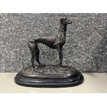 Bronze model of Greyhound on a black marble base England MENE