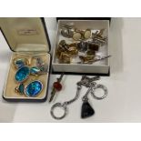 Box of gentleman’s vintage cufflinks & box of New Zealand Paua shell costume jewellery