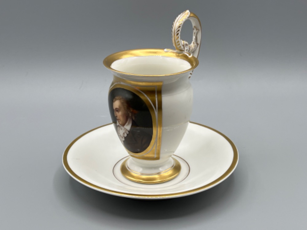 KPM Berlin cup and saucer with portrait 1962-1992 in good condition