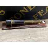 Brass & leather telescopic telescope on stand