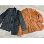 2x genuine leather gents jackets including one in brown and YvesSaintLaurent in black, 46R