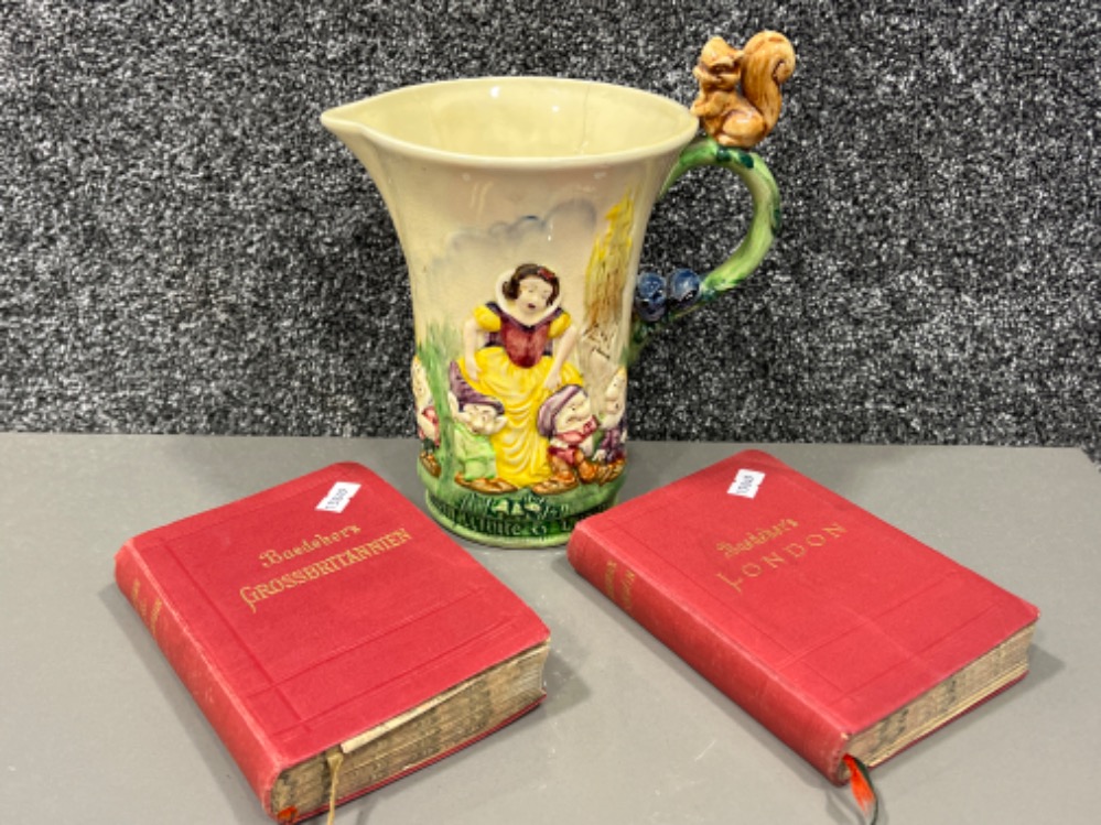 Walt Disney Snow White and the 7 dwarfs musical jug and 2 German books dated 1905 & 1906