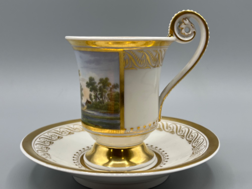 Stunning CUP AND SAUCER, porcelain, KPM 18244-1847 eagle mark Königliche Porzellan-Manufaktur Berlin - Image 2 of 6