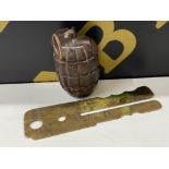 Decantation WWI hand grenade & Army button polisher