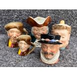 5x miscellaneous character jugs including Beswick & the squire also includes 3x Royal Doulton 2x