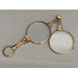 Antique 9ct yellow gold framed monocle eye glasses (top hoop gilt metal, the rest 9ct gold)