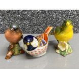 2x Beswick bird ornaments 2105 Greenfinch & 991 Chaffinch together with a Royal Crown Derby “Coal