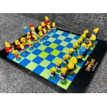 Vintage “the Simpsons” themed travel chess board & pieces complete set