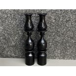 Pair of hand turned Ebony wood candlesticks, height 27cm