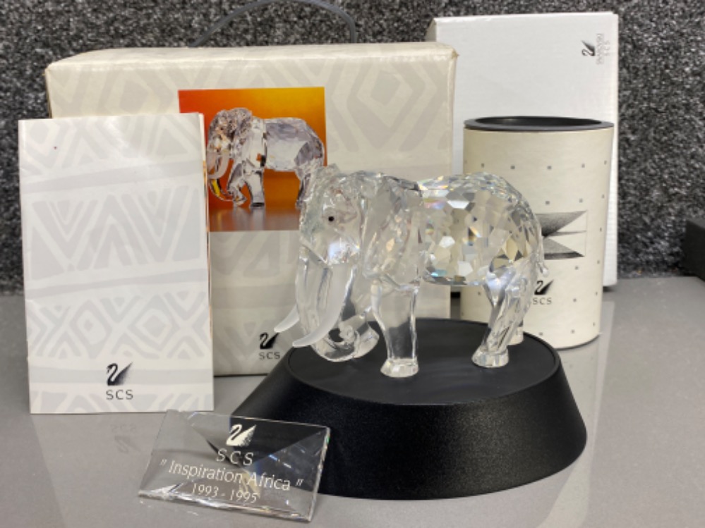 Swarovski Crystal glass elephant ornament from the inspiration Africa 1993-1995 collection, complete