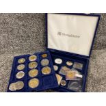 Westminster coin case containing miscellaneous commemorative coins (some 24ct gold plated)