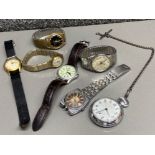 Smiths metal Pocket watch on chain together with miscellaneous wristwatches including makers