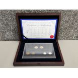 USA ‘first and last’ six coin numismatic set, including 2x silver Dimes & 2x Bronze coins, housed in