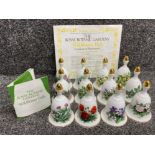 Total of 12 limited edition “Royal Botanic gardens” wildflower bells, with certificate - Danbury