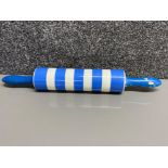 T.G.Green & CO. LTD cornishware blue & white rolling pin with wooden handles (Damage on one end)