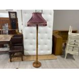 Oak standard lamp with fringed shade