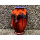 Hand painted Poole pottery (lava) vase, height 21cm