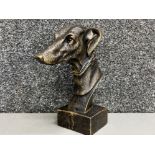 Cast metal greyhound bust, height 34.5cm