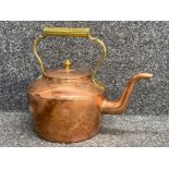 Large vintage Copper kettle with brass handle - height 28cm